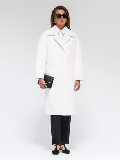 Eco Fur Wool Blend Coat White