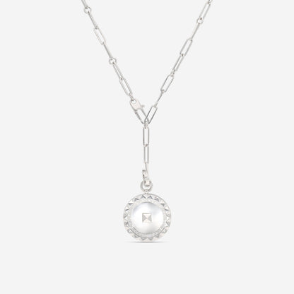 Roberto Coin Obelisco 18K White Gold Diamond Medallion Pendant Necklace 8883121AW19X