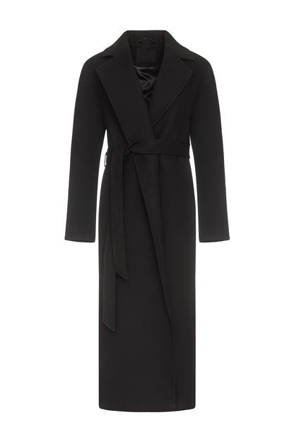 Cambridge Comfort Wraparound Wool Cashmere Coat Black