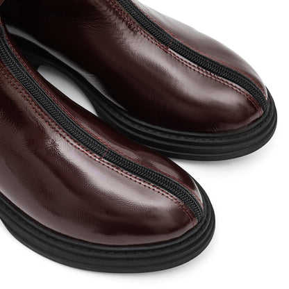 Bordeaux Leather Zip Boot
