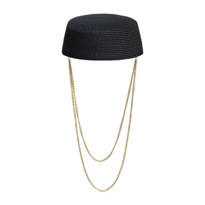 Hartym Double Chain Hat in Black