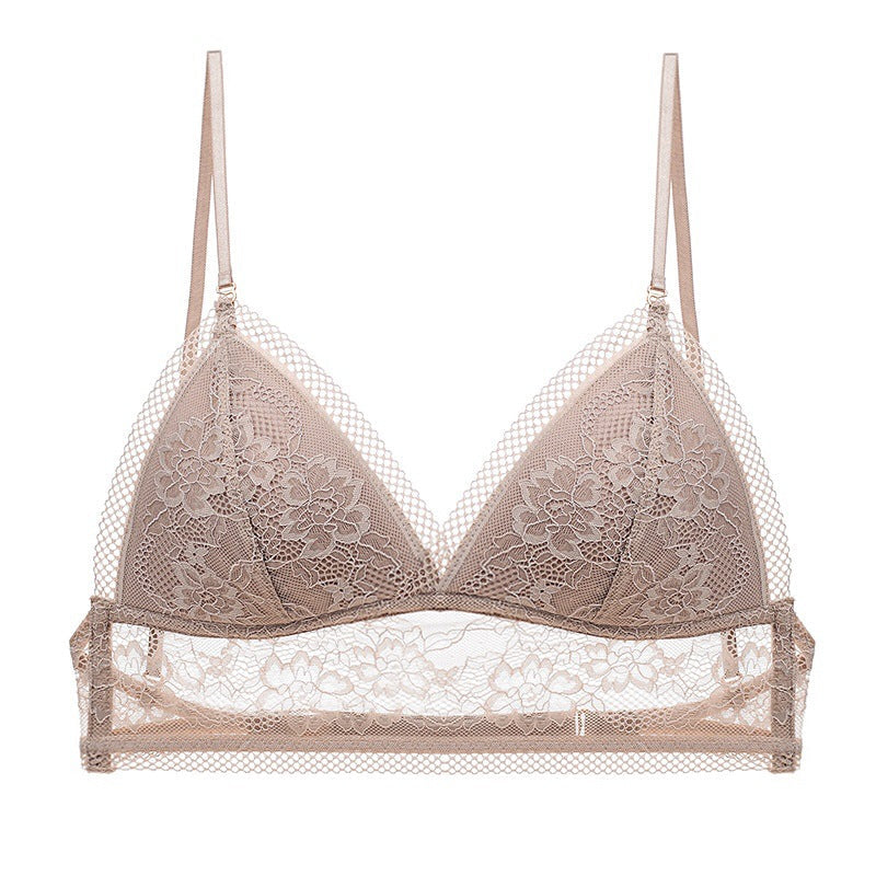 bralette French Sexy U-Shaped Beauty Back Underwear Women Wireless Thin Bra Invisible Backless Lace Triangle Cup Bra Summer