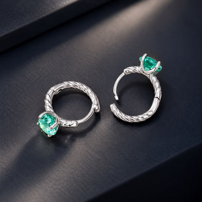 925 Sterling Silver White Gold Plated Transparent Glass 1.2x0.6 cm Hoop Earrings for Women