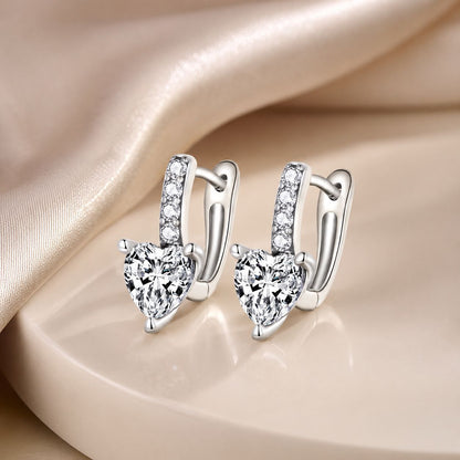 Sterling Silver Oxidized Cubic Zirconia Pavé Hoop Earrings