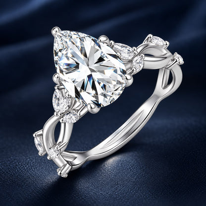 925 Sterling Silver White Gold Plated 3ct Moissanite Size 6 Ring for Women