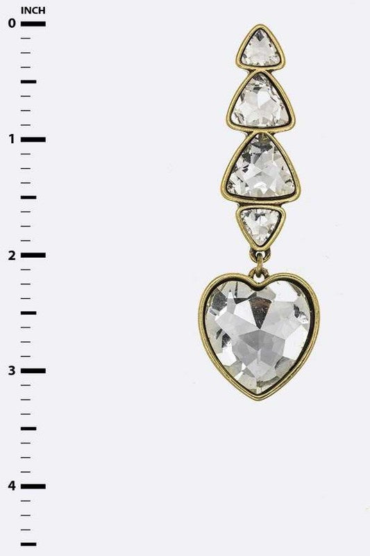 Dangle Crystal Heart Earrings - Undeniably LUXE