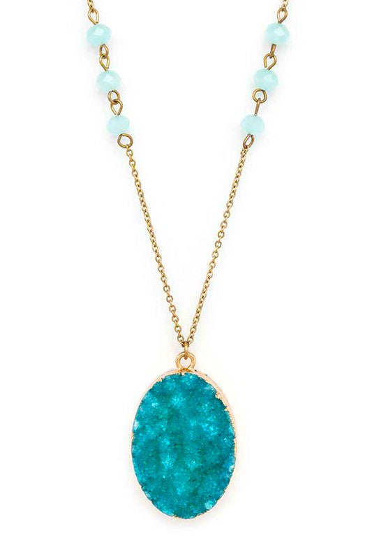 Genuine Druzy Long Pendant Necklace - Undeniably LUXE