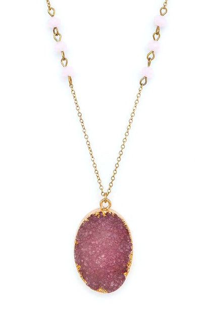 Genuine Druzy Long Pendant Necklace - Undeniably LUXE