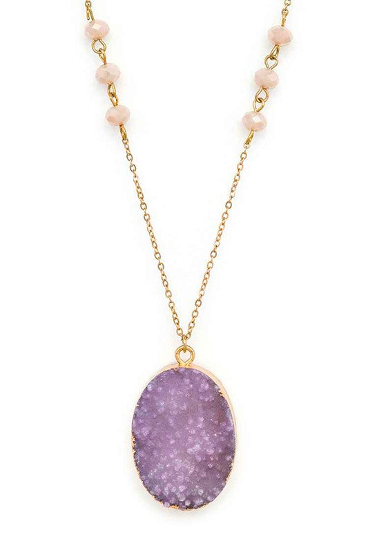 Genuine Druzy Long Pendant Necklace - Undeniably LUXE