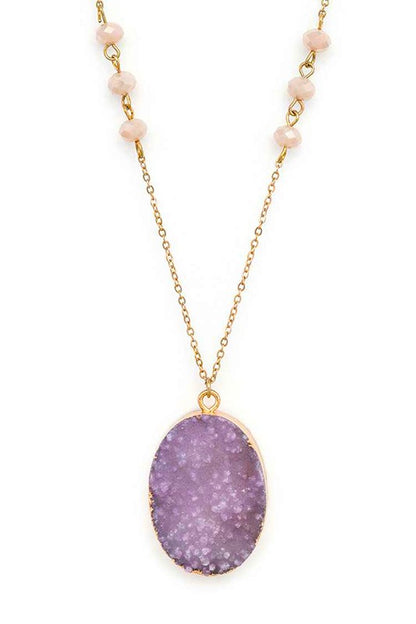 Genuine Druzy Long Pendant Necklace - Undeniably LUXE