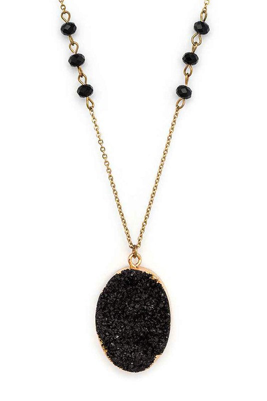 Genuine Druzy Long Pendant Necklace - Undeniably LUXE