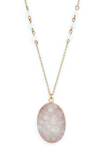Genuine Druzy Long Pendant Necklace - Undeniably LUXE