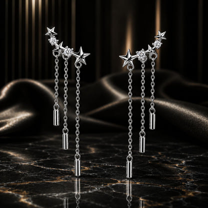 Platinum Plated Pavé CZ Drop Earrings