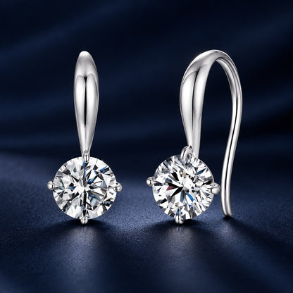 925 Sterling Silver White Gold Plated 0.5ct Moissanite 1.4x0.6cm Earrings for Women