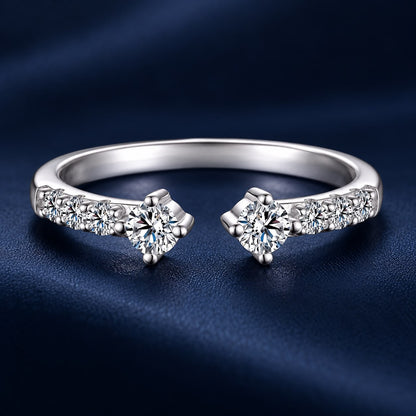 925 Sterling Silver White Gold Plated Size E Moissanite Pavé CZ Ring for Women