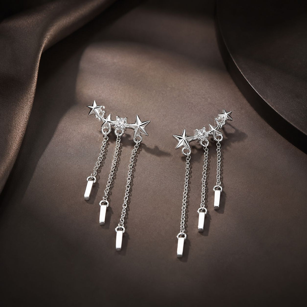 Platinum Plated Pavé CZ Drop Earrings