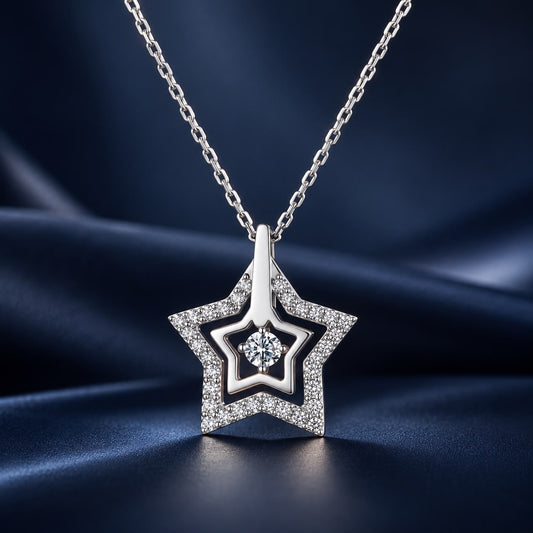 White Gold Plated Sterling Silver Moissanite Pendant Necklace
