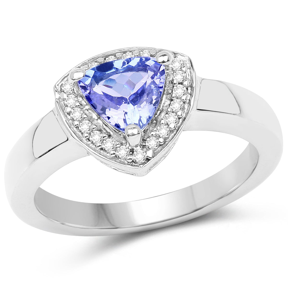 Sterling Silver Tanzanite & White Topaz Ring & Necklace Set