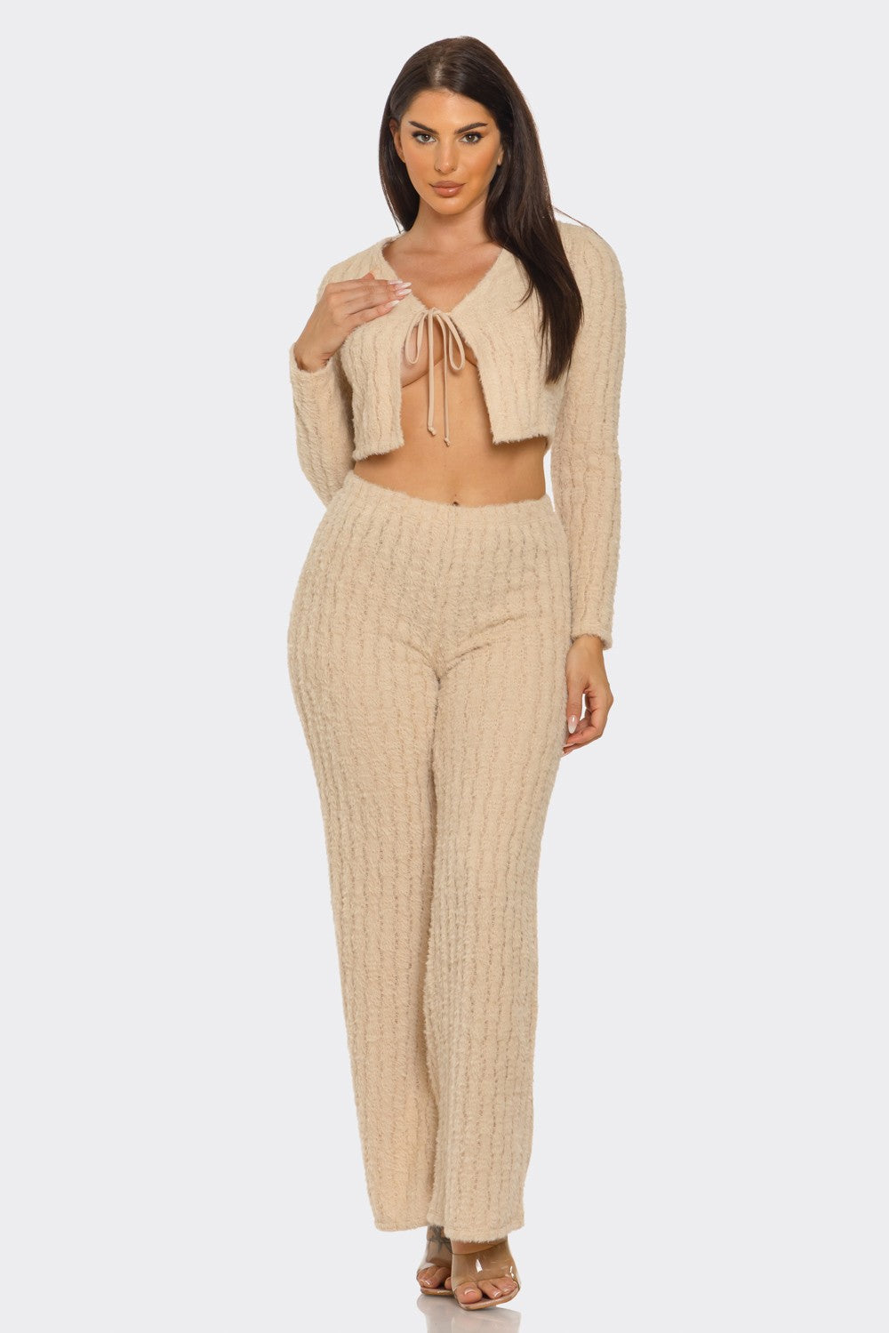Sienna Chic Tie-Front Flare Pant Outfit Set