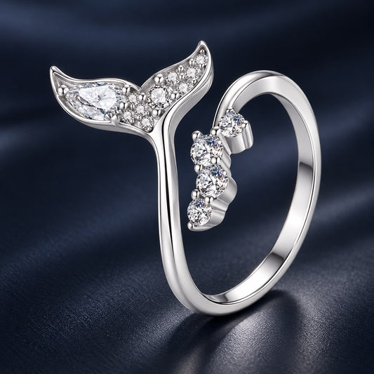 White Gold-Plated Sterling Silver Moissanite Ring