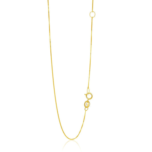 14K Yellow Gold Adjustable Box Chain Necklace 0.6mm