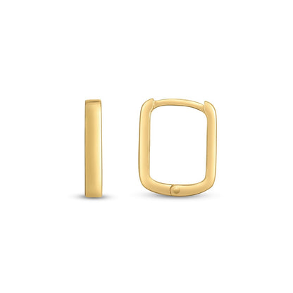 14K Yellow Gold Small Square Huggie Hoop Earrings