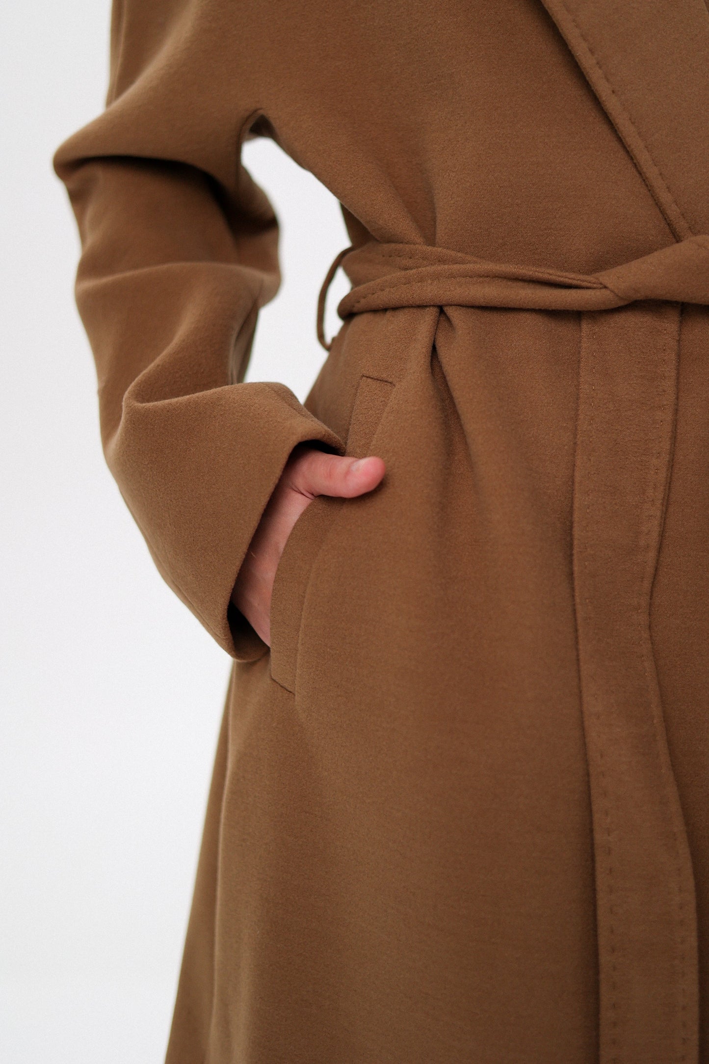 Cambridge Comfort Wraparound Wool Cashmere Coat Dark Camel