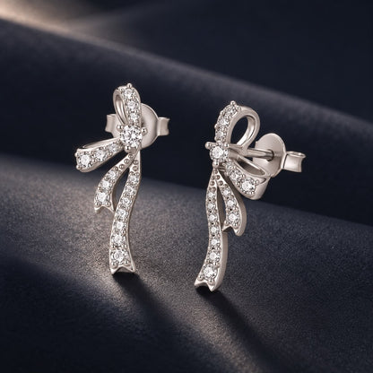 925 Silver White Gold Plated CZ Pavé 1.7 x 0.7 cm Earrings for Women