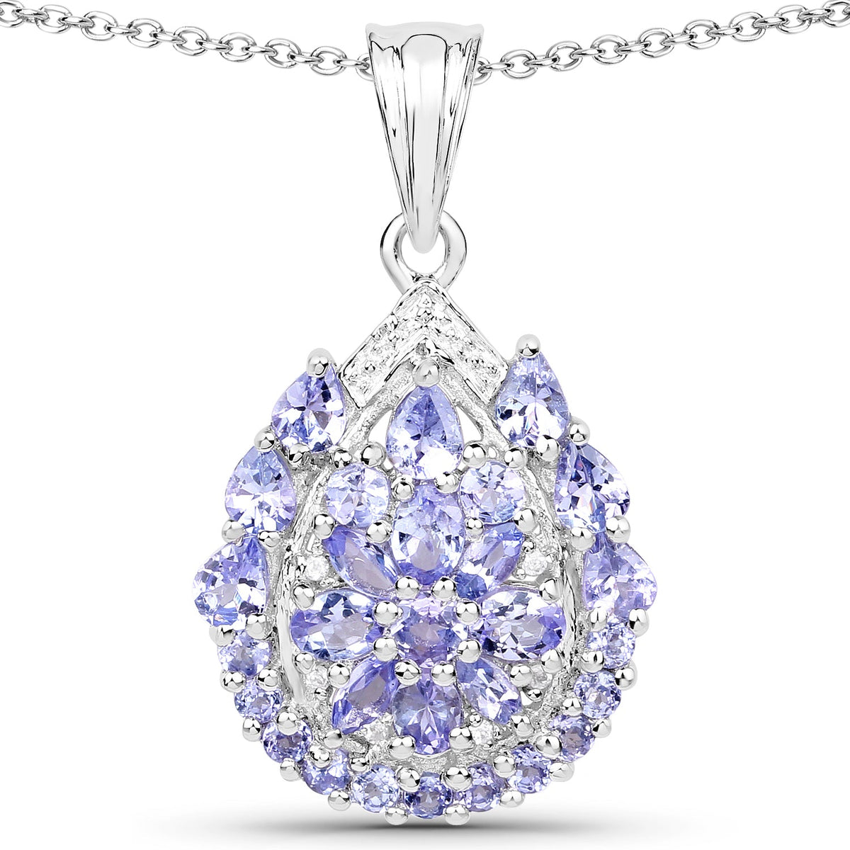 Sterling Silver Tanzanite and White Topaz Pendant