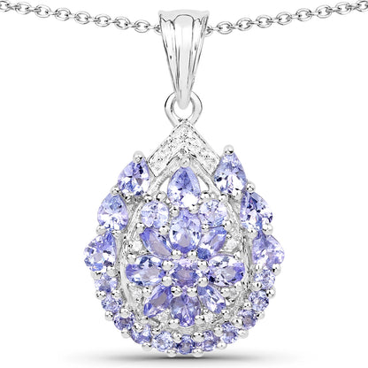 Sterling Silver Tanzanite and White Topaz Pendant