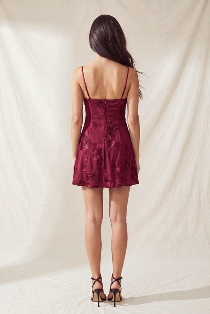 Floral Embroidered Bustier Homecoming Mini Dress.