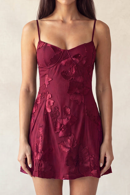 Floral Embroidered Bustier Homecoming Mini Dress.
