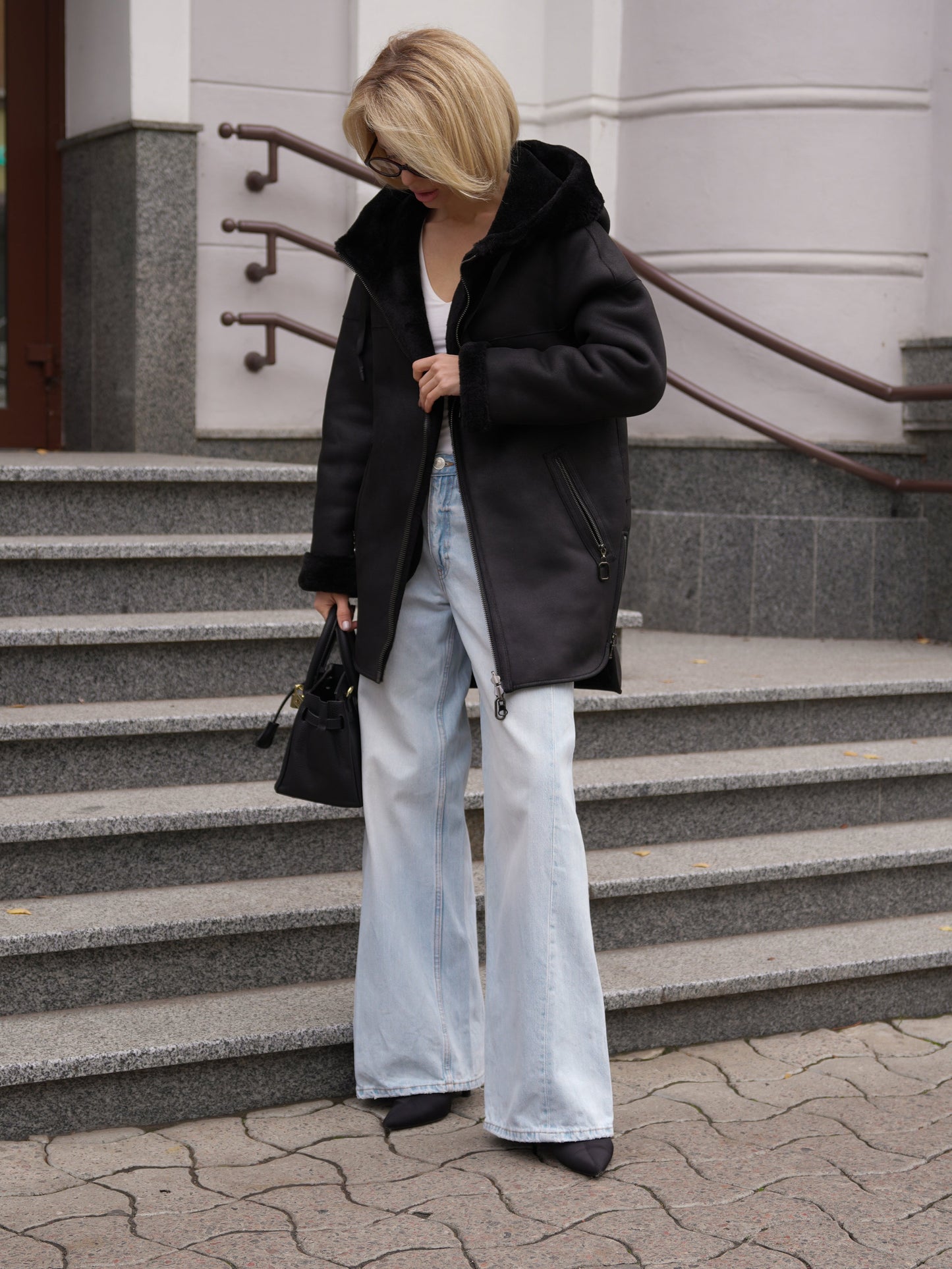 ⇆ Reversible Faux Shearling Hooded Coat
