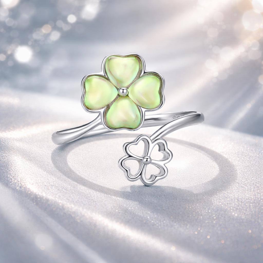Sterling Silver Transparent Glass Ring