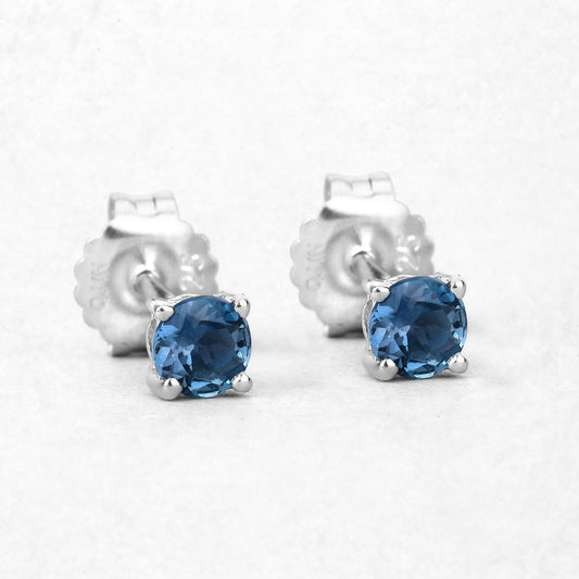 Sterling Silver London Blue Topaz Stud Earrings