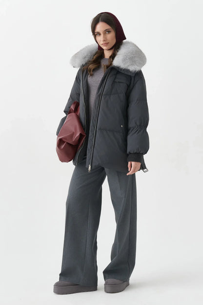 Blue Fox Down Fill Coat