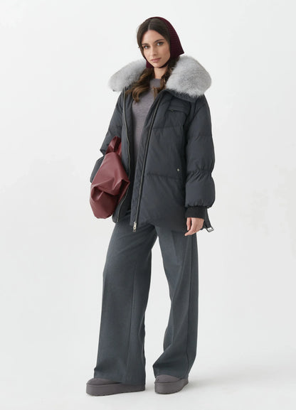 Blue Fox Down Fill Coat