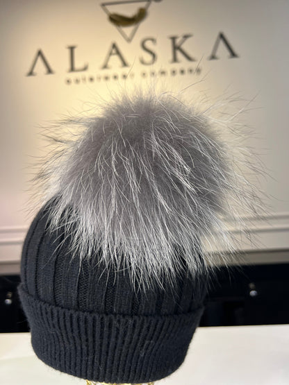 Two Fur Poms Hat Adult | Kids