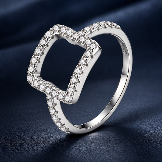 White Gold-Plated Sterling Silver Moissanite Ring