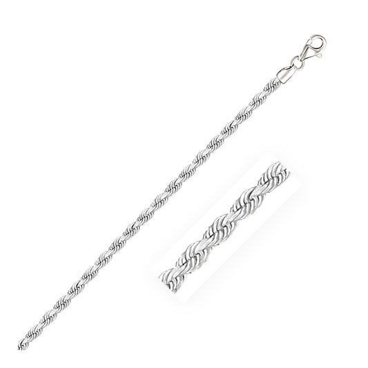 White Gold Diamond Cut Rope Chain Necklace