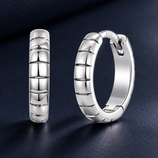 White Gold Plated Hoop Earrings with Sterling Silver Posts