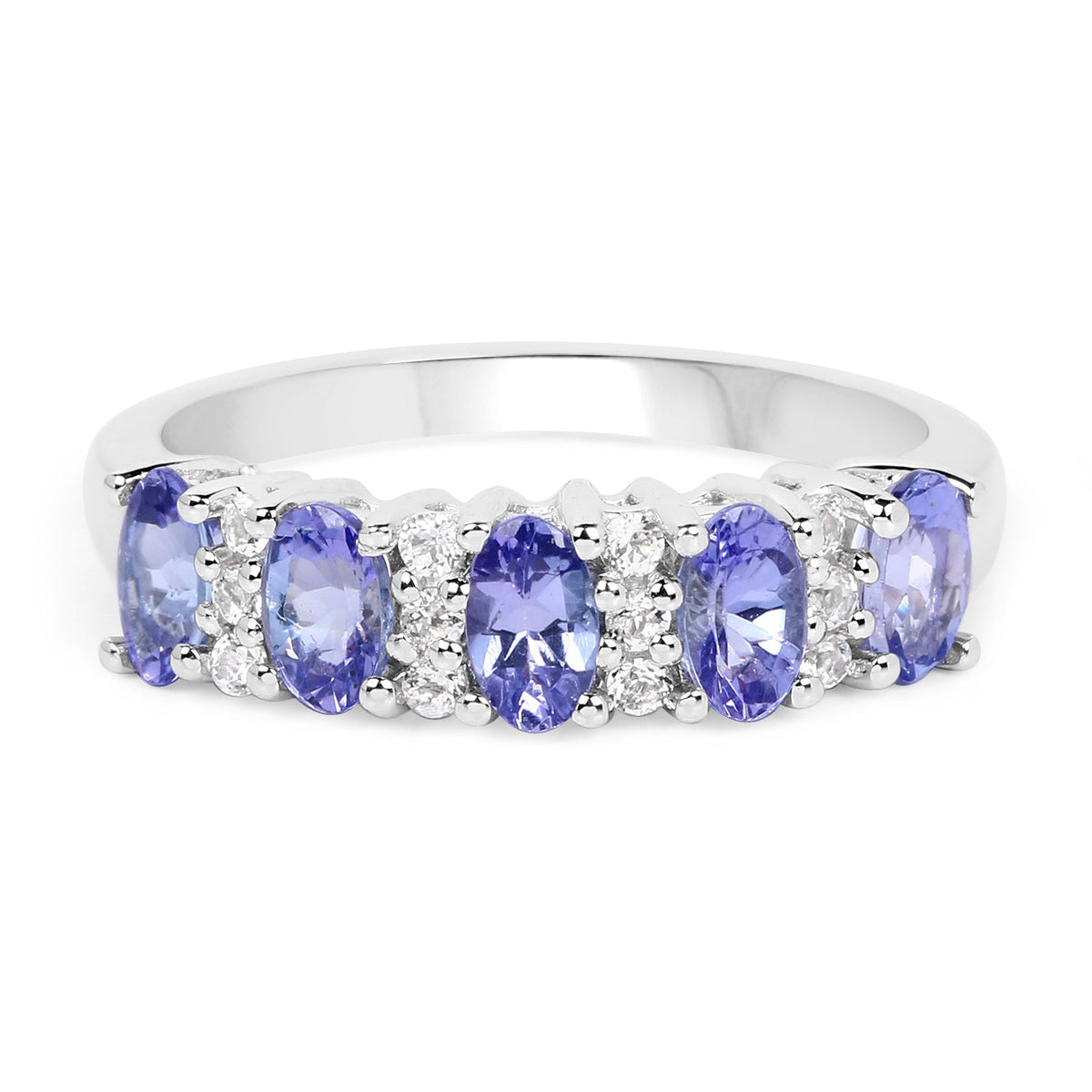 Tanzanite and White Topaz Sterling Silver Ring
