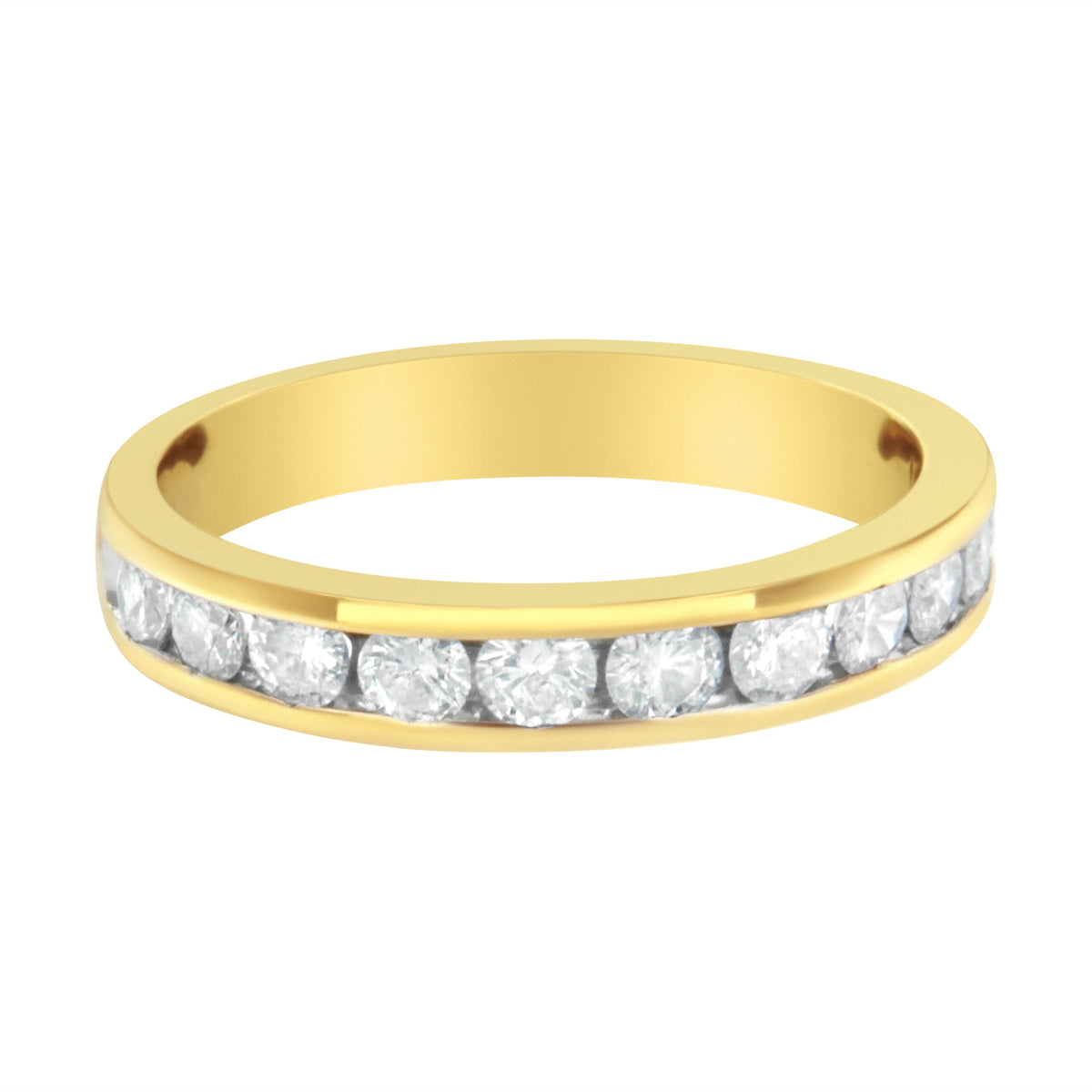 18K Yellow Gold 1.0 Cttw Round Diamond Channel Set Anniversary Band