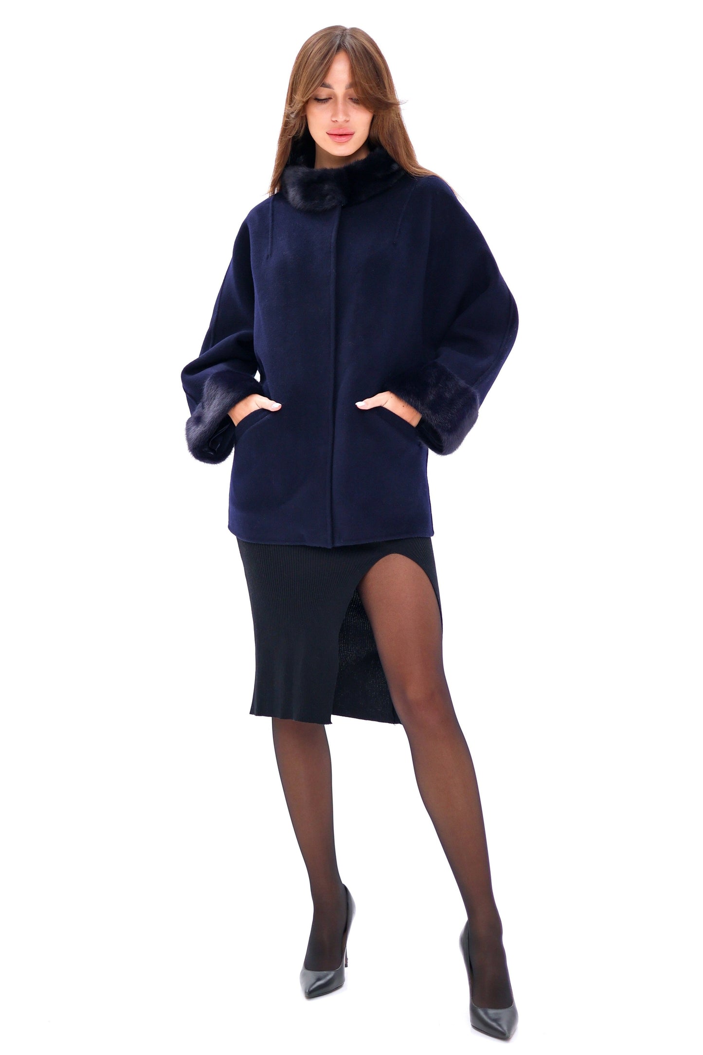 Mink Fur Virgin Wool Coat