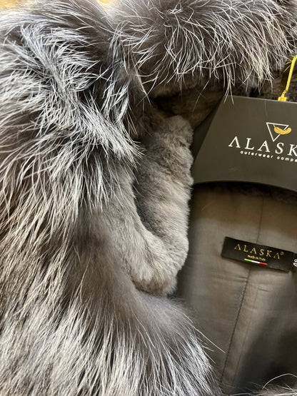 Roma Genuine Silver Fox Fur Rabbit Fur Insulated Parka in Red