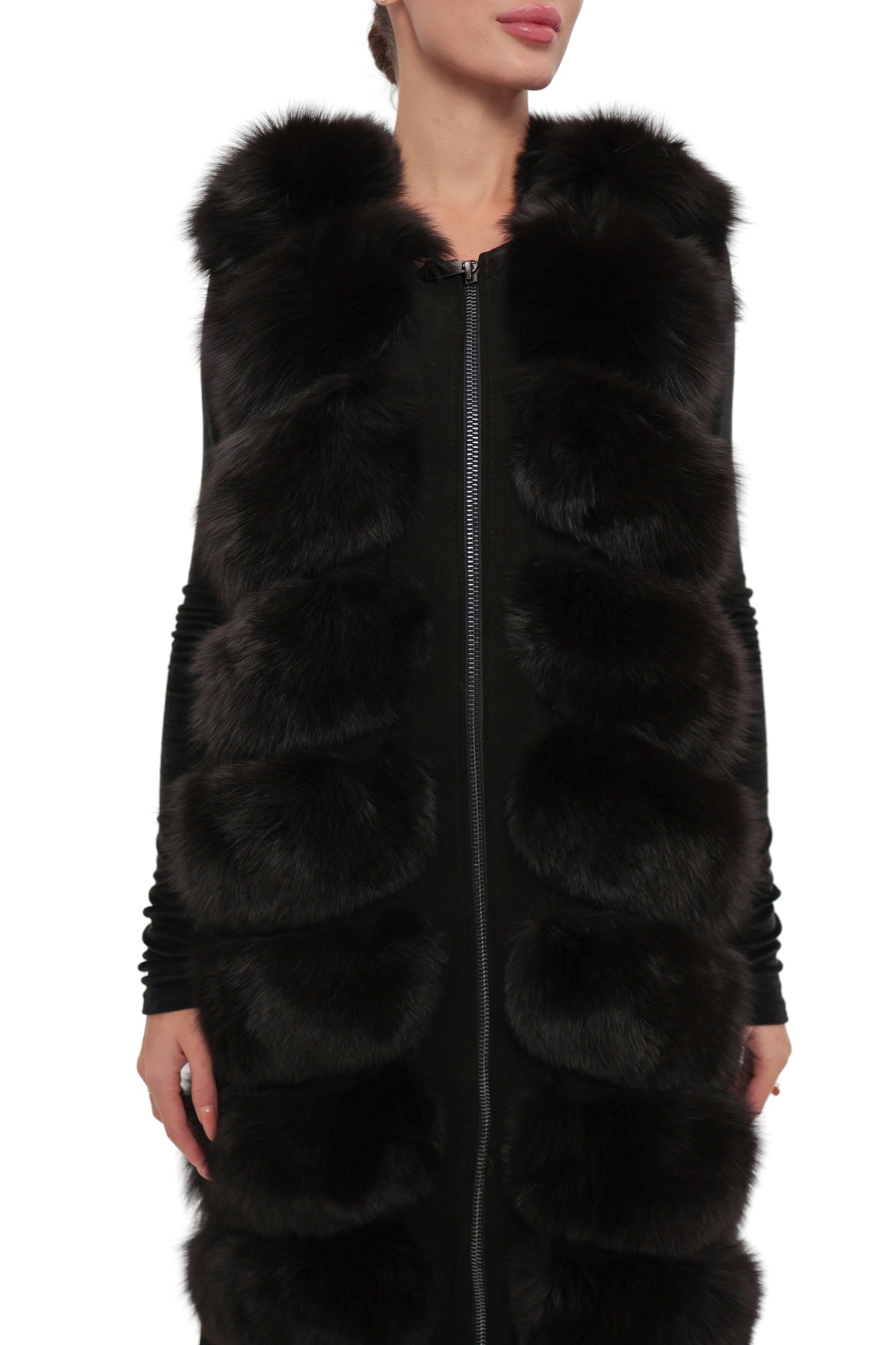 Genuine Polar Fox Fur Vest 110 cm