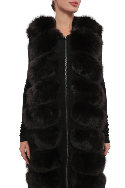 Genuine Polar Fox Fur Vest 110 cm
