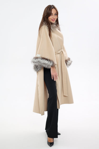 Saga®Furs Silver Fox Wool Alpaca Coat