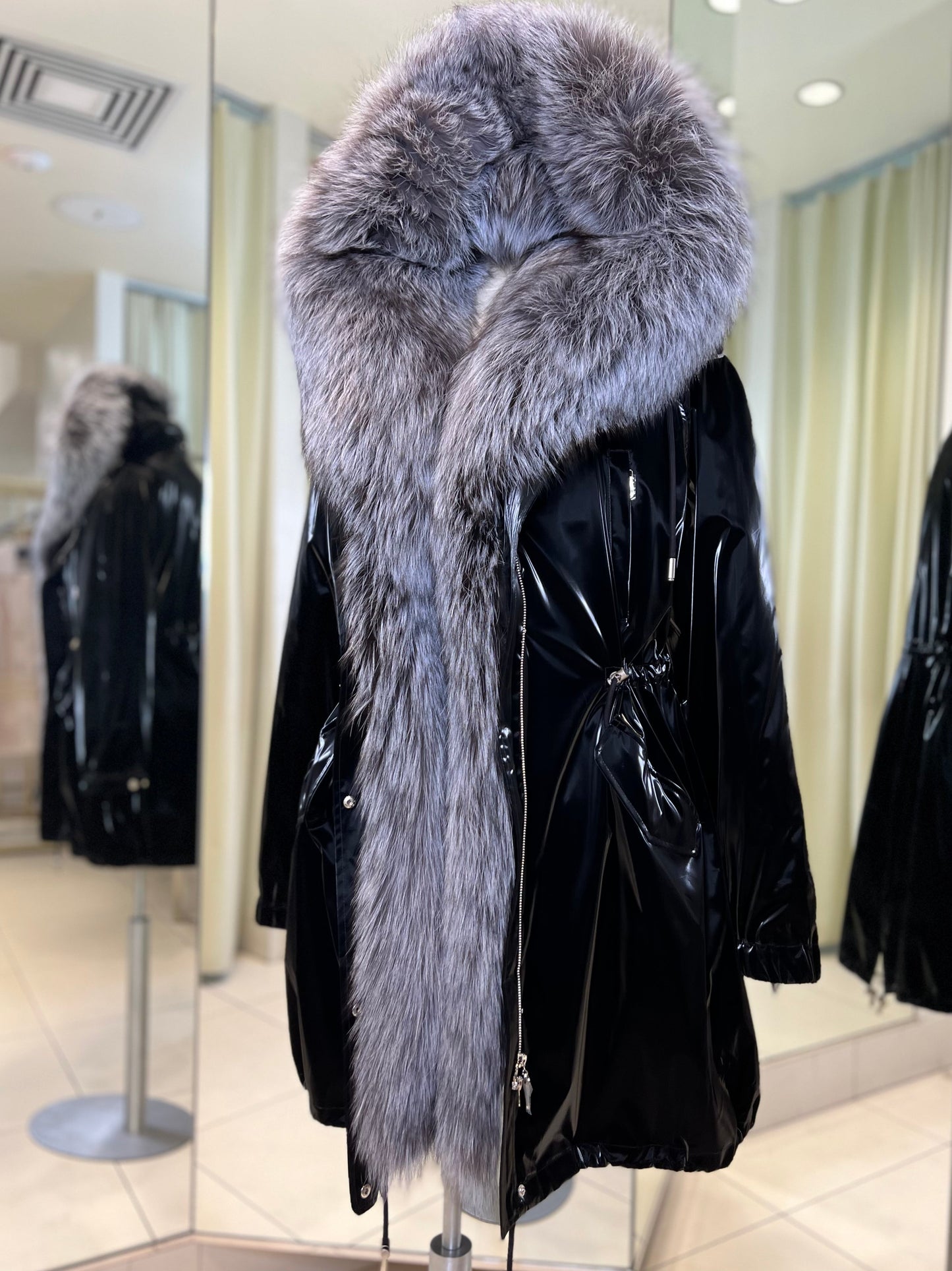 Silver Fox Fully Lined Hood Rabbit Insulated Parka