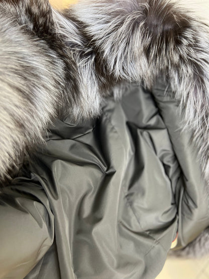 Silver Fox Fully Lined Hood Rabbit Insulated Parka